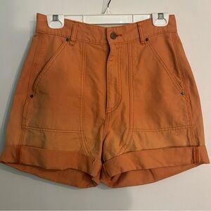 BDG Urban Outfitters Womens High Rise Wide Leg Orange Cuffed Ombré Shorts Sz Med